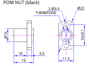 Voron 0 (V0) Teflon Coated Leadscrew TR8x8 With POM Nut
